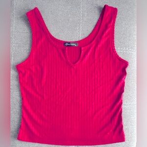 Red Sleeveless Ribbed Top with Matching Lounge Pants
